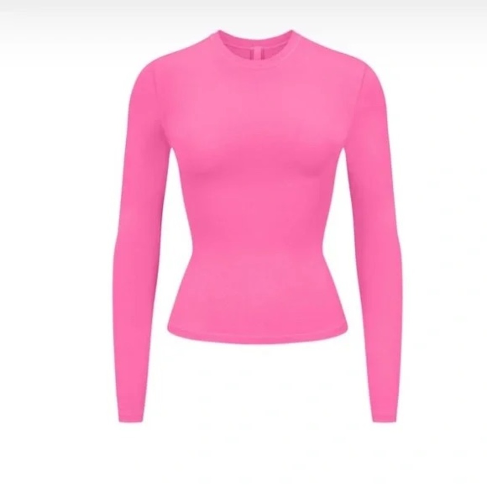 SKIMS Sugar Pink Cotton Jersey Long Sleeve Top